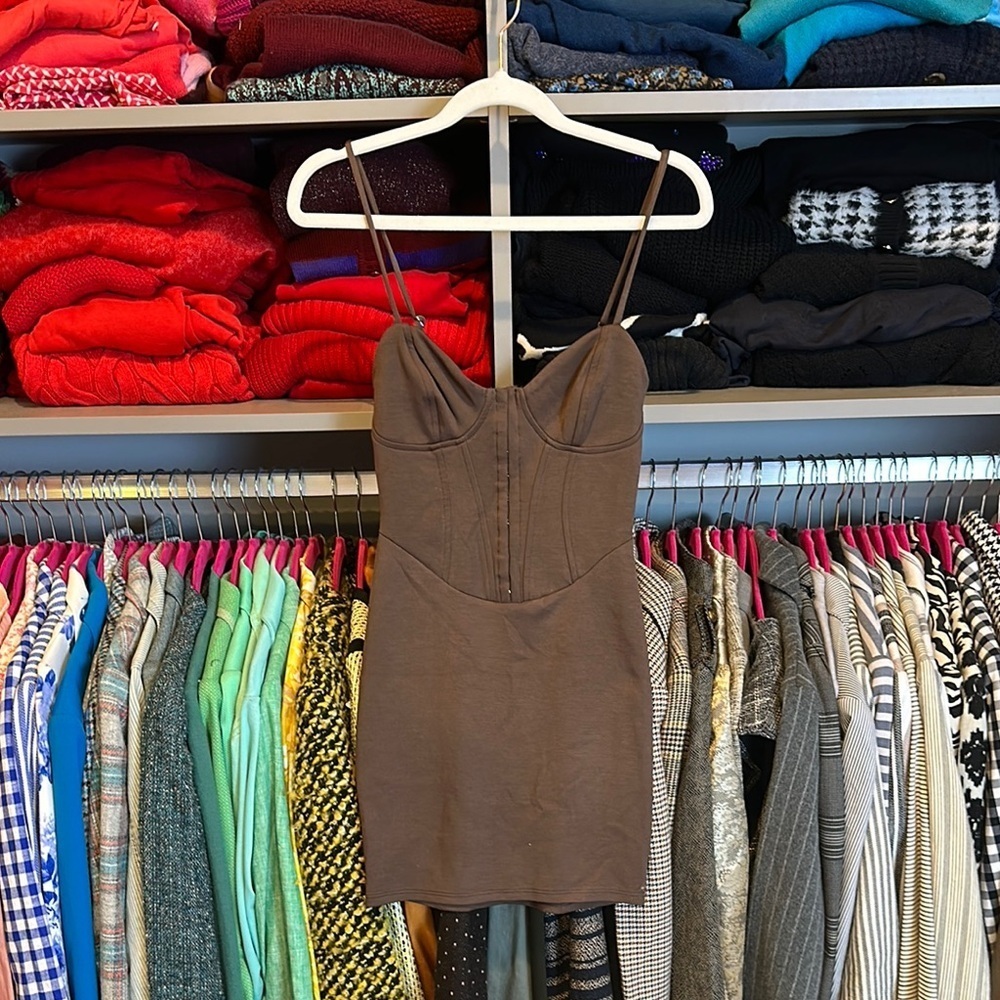 Wild Fable brown adjustable strap sleeveless mini dress size XXS NWT
